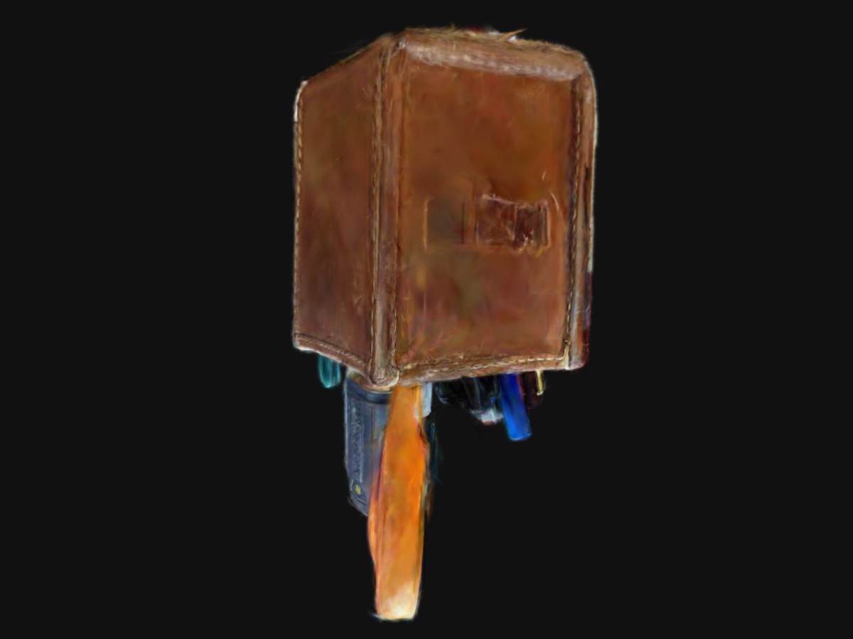 Gaussian splat preview of a studio pen holder